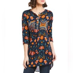 Fig & Flower Popover Tunic Blouse Womens Small Floral Bohemian Lightweight‎